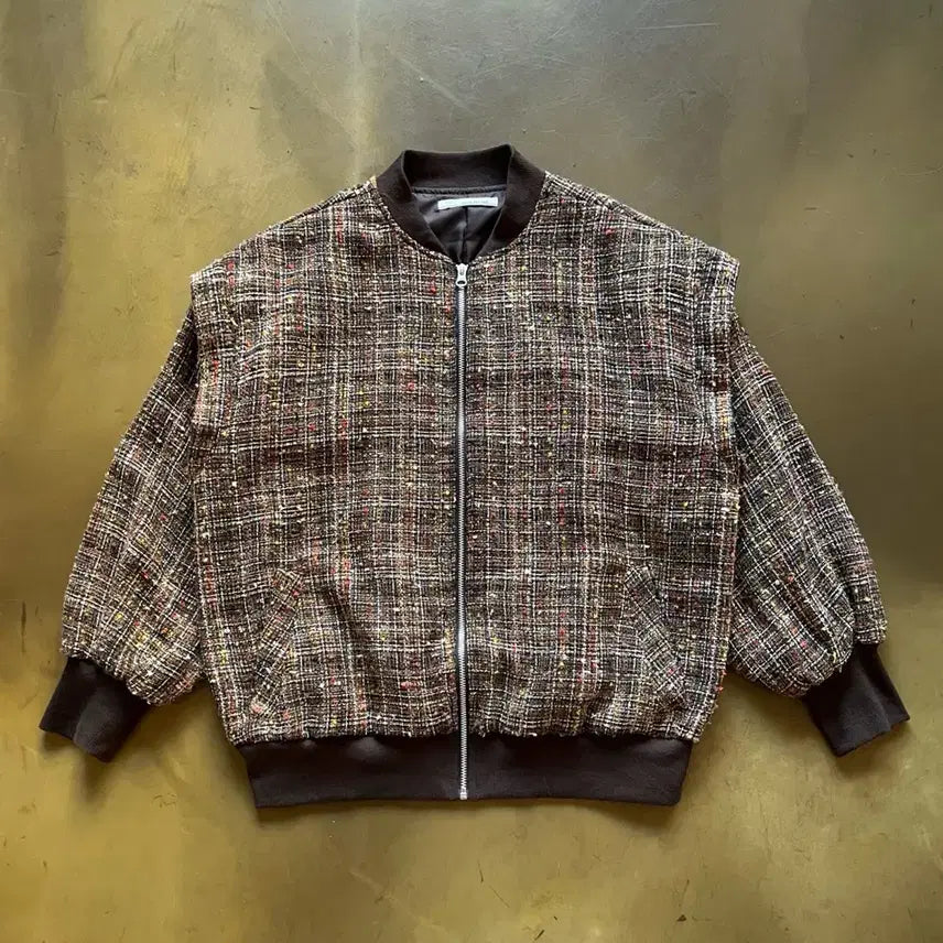 [BUNJANG] ELENCARE DUE Japanese Vintage Tweed Bomber Jacket / ELENCARE DUE 일본 빈티지 트위드 봄버 블루종 자켓