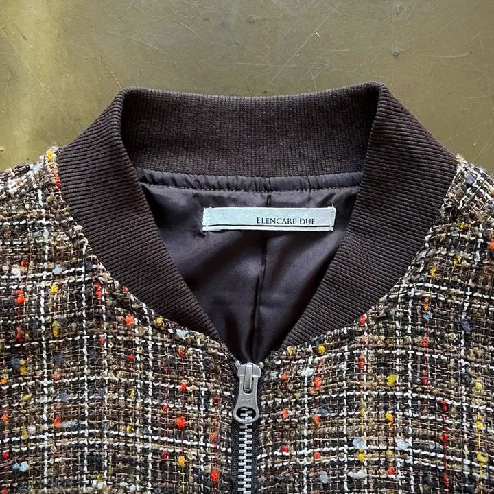 [BUNJANG] ELENCARE DUE Japanese Vintage Tweed Bomber Jacket / ELENCARE DUE 일본 빈티지 트위드 봄버 블루종 자켓