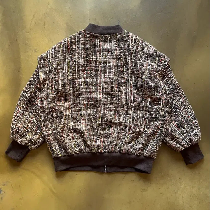 [BUNJANG] ELENCARE DUE Japanese Vintage Tweed Bomber Jacket / ELENCARE DUE 일본 빈티지 트위드 봄버 블루종 자켓