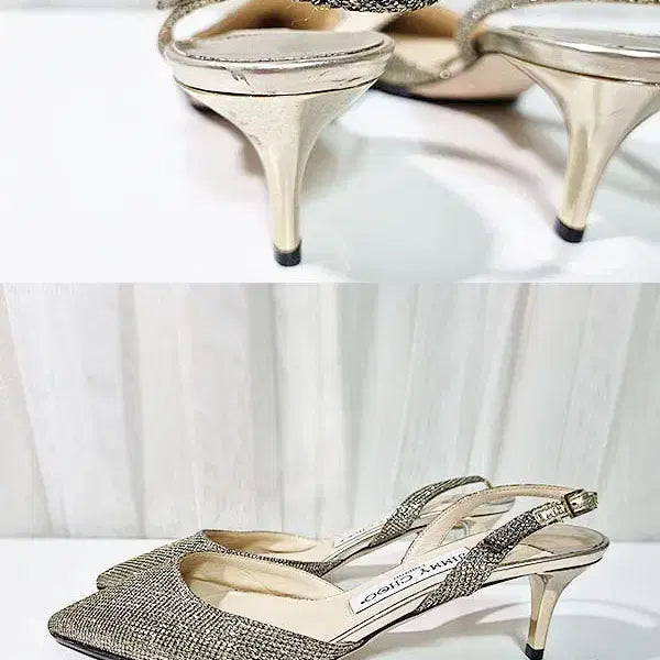 [BUNJANG] Jimmy Choo Glitter Slingback Heels / 지미추 글리터 슬링백 225~230