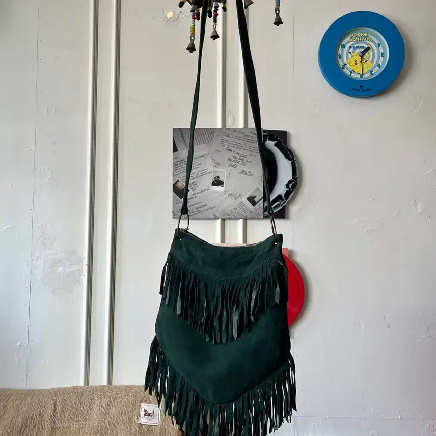 [BUNJANG] Vintage European Suede Leather Fringe Bag / 1940s-50s 오리지널 유로피안 빈티지 스웨이드 레더 프린지 백 가방
