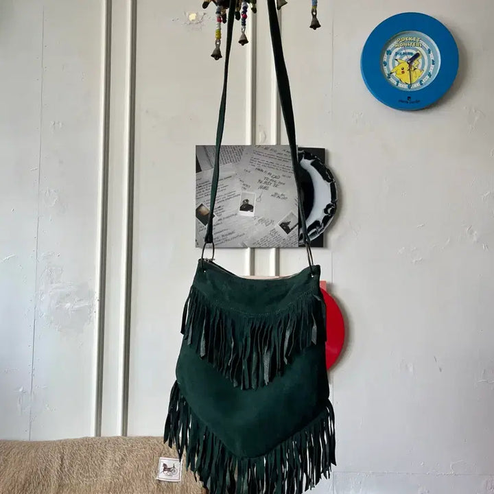 [BUNJANG] Vintage European Suede Leather Fringe Bag / 1940s-50s 오리지널 유로피안 빈티지 스웨이드 레더 프린지 백 가방