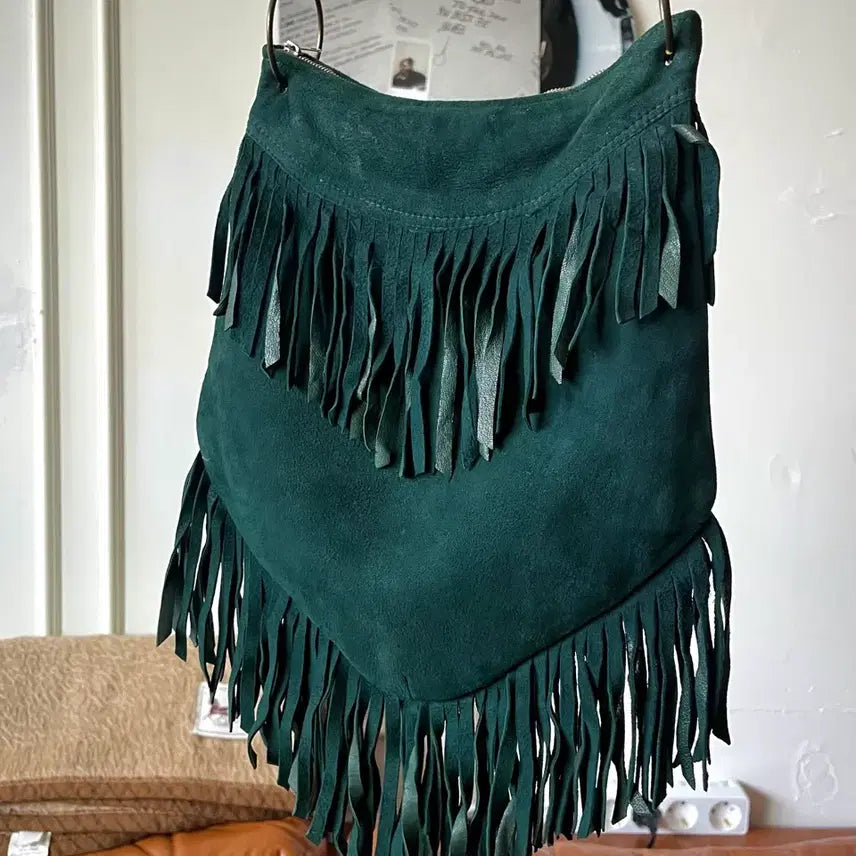 [BUNJANG] Vintage European Suede Leather Fringe Bag / 1940s-50s 오리지널 유로피안 빈티지 스웨이드 레더 프린지 백 가방