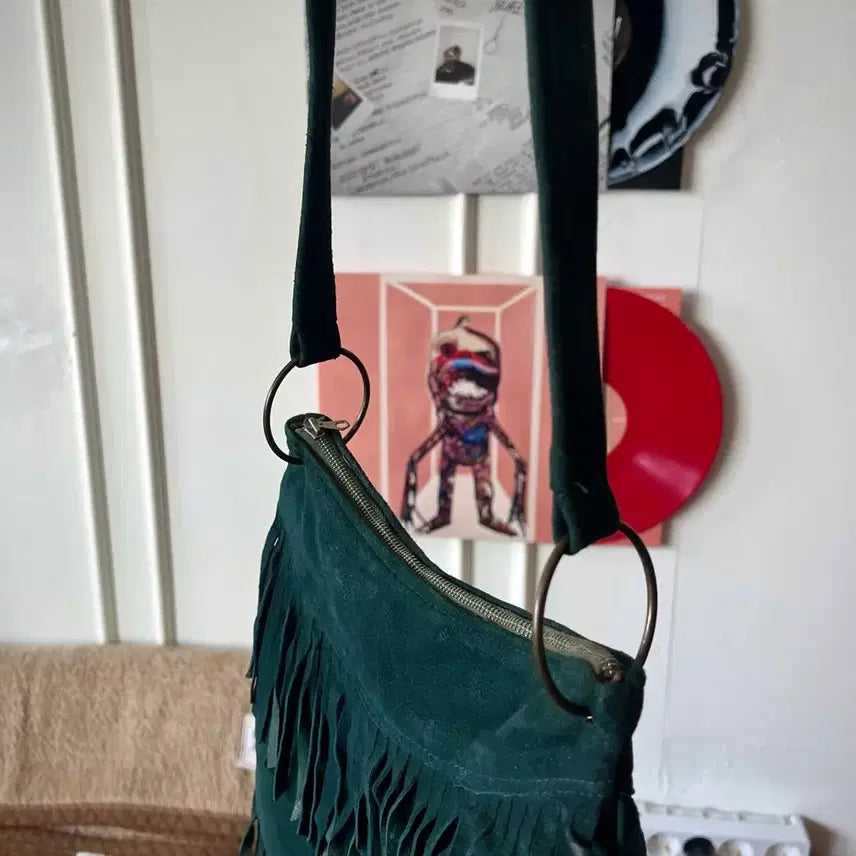 [BUNJANG] Vintage European Suede Leather Fringe Bag / 1940s-50s 오리지널 유로피안 빈티지 스웨이드 레더 프린지 백 가방
