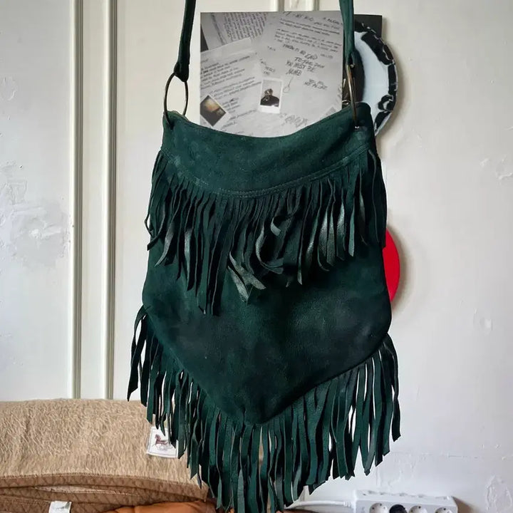 [BUNJANG] Vintage European Suede Leather Fringe Bag / 1940s-50s 오리지널 유로피안 빈티지 스웨이드 레더 프린지 백 가방