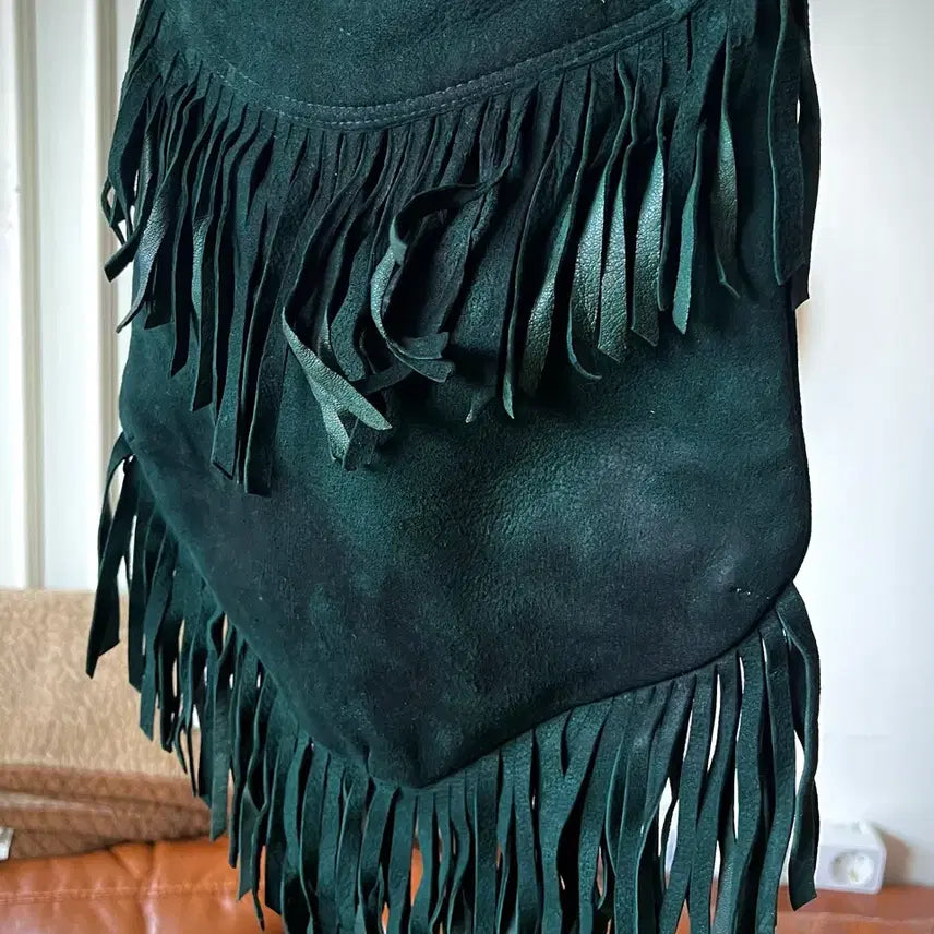 [BUNJANG] Vintage European Suede Leather Fringe Bag / 1940s-50s 오리지널 유로피안 빈티지 스웨이드 레더 프린지 백 가방