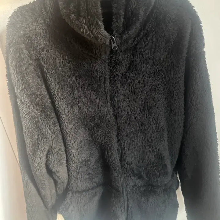 [BUNJANG] Black Fur Hooded Zip-up Jacket / 퍼 후드집업