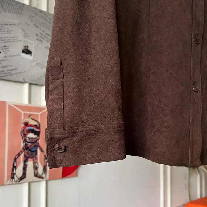 [BUNJANG] KRIZIA Vintage Peach Skin Suede Brown Shirt / KRIZIA 크리지아 빈티지 피치스킨 스웨이드 브라운 셔츠 남방