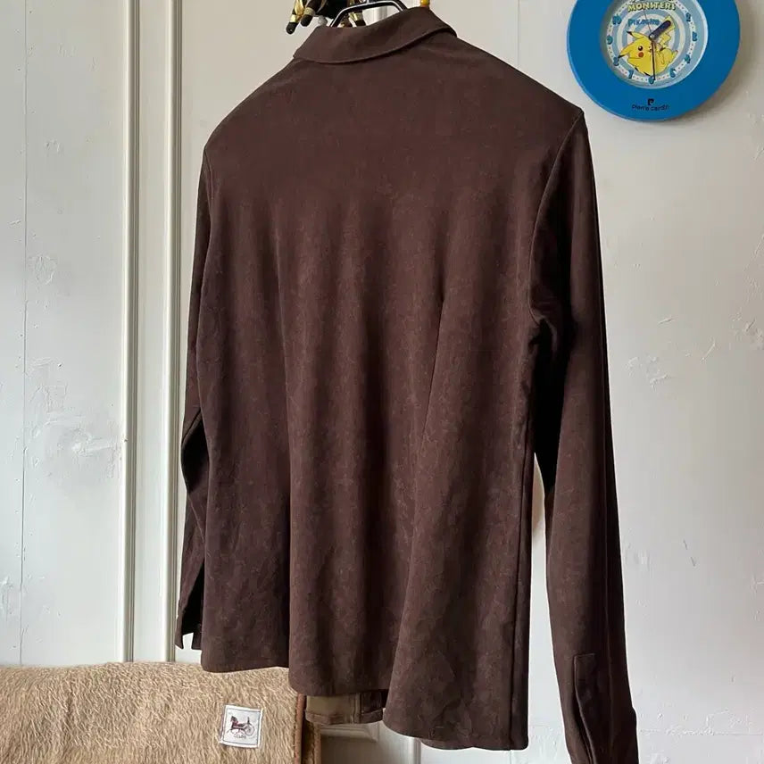 [BUNJANG] KRIZIA Vintage Peach Skin Suede Brown Shirt / KRIZIA 크리지아 빈티지 피치스킨 스웨이드 브라운 셔츠 남방