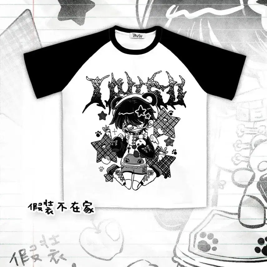 [BUNJANG] Subculture Oversized Character T-shirt / 지뢰계 서브컬처 오버사이즈  캐릭터 반팔 티셔츠