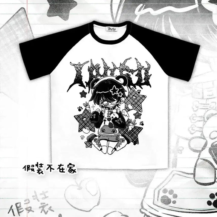 [BUNJANG] Subculture Oversized Character T-shirt / 지뢰계 서브컬처 오버사이즈  캐릭터 반팔 티셔츠