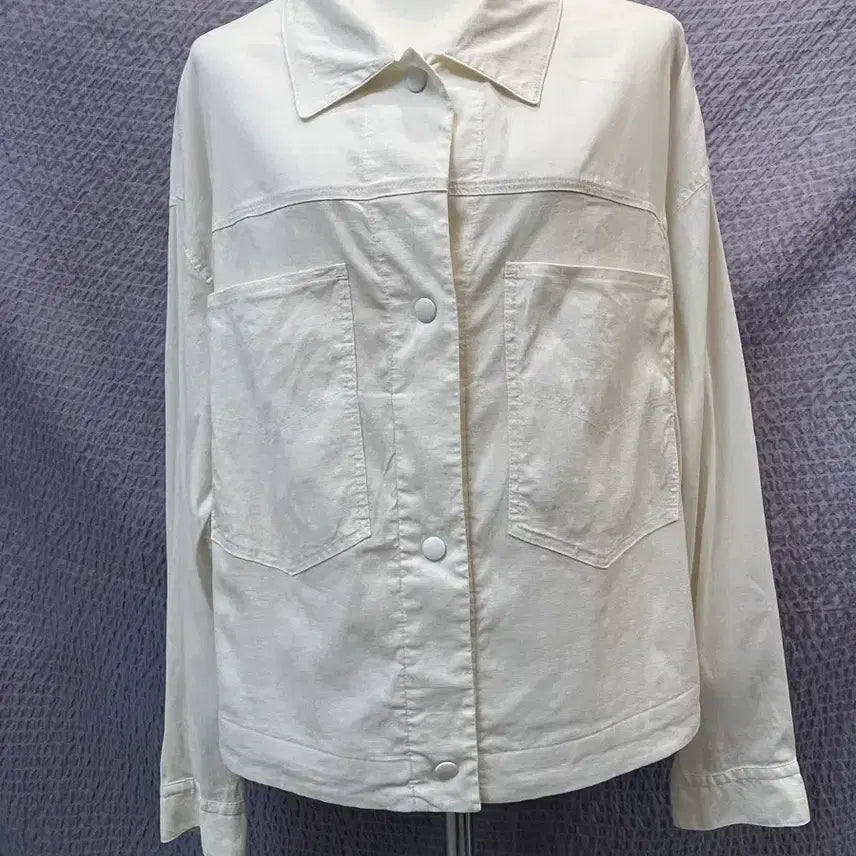 [BUNJANG] SYSTEM Linen Blend Shirt Jacket White / 시스템 SYSTEM 린넨 혼방 셔츠 자켓 화이트 55~66 여유핏