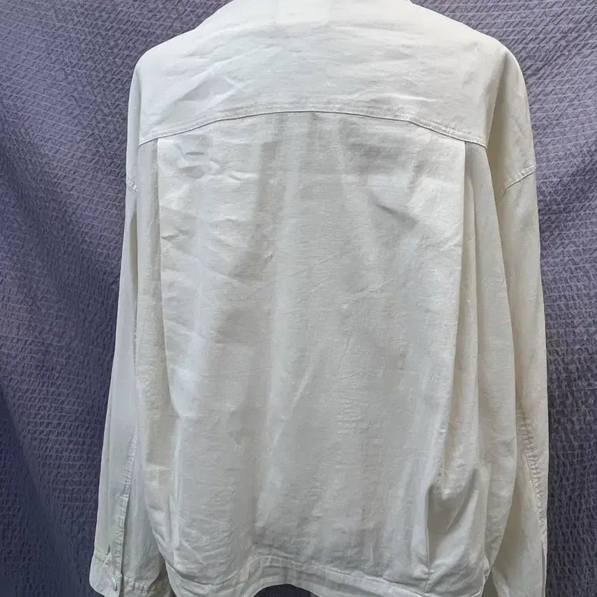 [BUNJANG] SYSTEM Linen Blend Shirt Jacket White / 시스템 SYSTEM 린넨 혼방 셔츠 자켓 화이트 55~66 여유핏