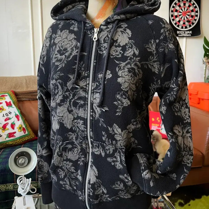 [BUNJANG] Cabbages &amp; Rose x Uniqlo Floral Hooded Zip-Up Jacket / 영국 Cabbages&amp;Rose X 일본 유니클로 협업 후드 집업 자켓