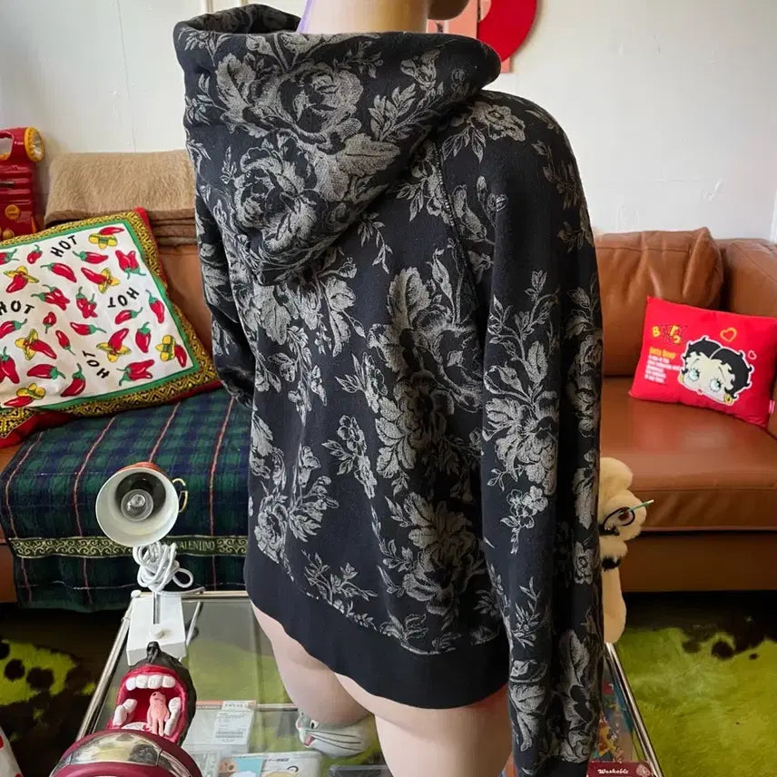 [BUNJANG] Cabbages &amp; Rose x Uniqlo Floral Hooded Zip-Up Jacket / 영국 Cabbages&amp;Rose X 일본 유니클로 협업 후드 집업 자켓