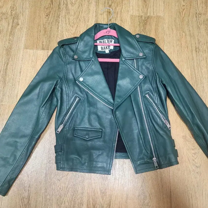 [BUNJANG] WATER BAKER Green Leather Rider Jacket / WATER BAKER 월터베이커 그린 레더 라이더 자켓