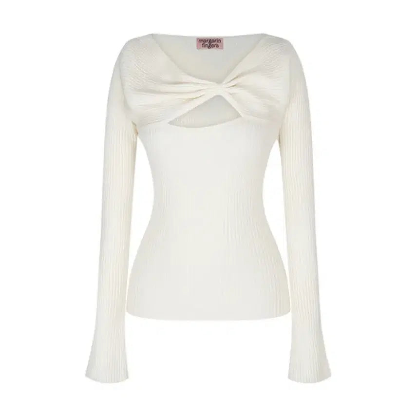 [BUNJANG] Margarine Fingers Ribbon Twist Knit Ivory / 마가린핑거스 리본 트위스트 니트 아이보리