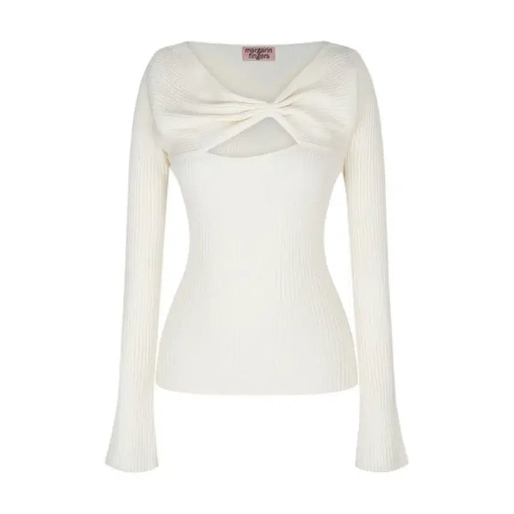 [BUNJANG] Margarine Fingers Ribbon Twist Knit Ivory / 마가린핑거스 리본 트위스트 니트 아이보리