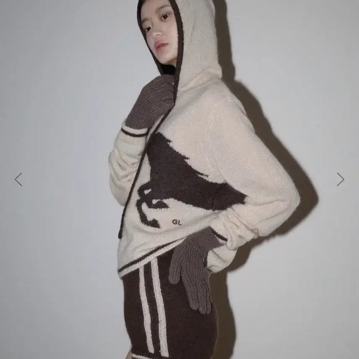 [BUNJANG] Glowney Set Knit Hoodie &amp; Stitch Knit Shorts / 글로니 세트! 코지 크리터 후드 니트+크로스 스티치 니트 쇼츠