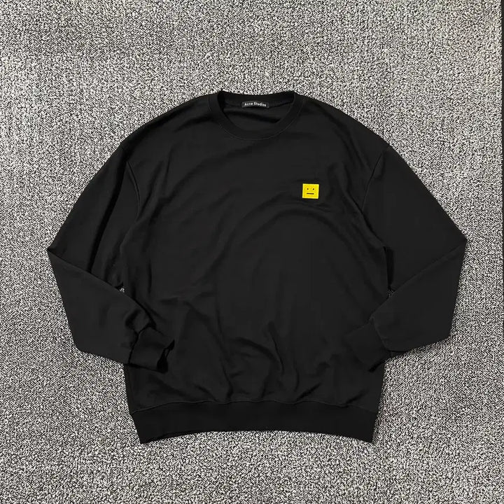 [BUNJANG] Acne Studios Face Patch Sweatshirt Black Yellow / 빈티지9. 아크네스튜디오 페이스 패치 맨투맨 스웻셔츠 블랙 옐로우