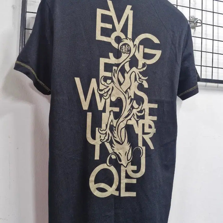 [BUNJANG] EVISU Dragon Print Black T-shirt / 100L 에비수 블랙 용 프린팅 반팔 티셔츠