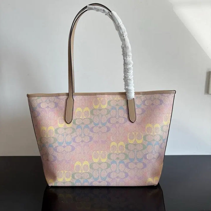 [BUNJANG] Coach Rainbow Signature Canvas Tote Bag / 코치 레인보우 시그니처 캔버스 토트백