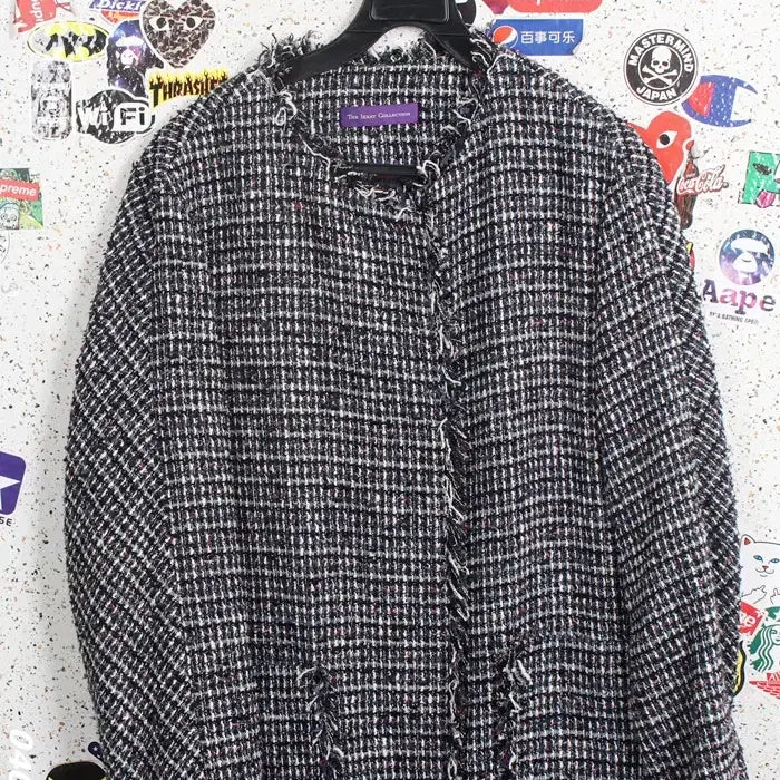 [BUNJANG] Aizde No Collar Tweed Long Jacket (Women&