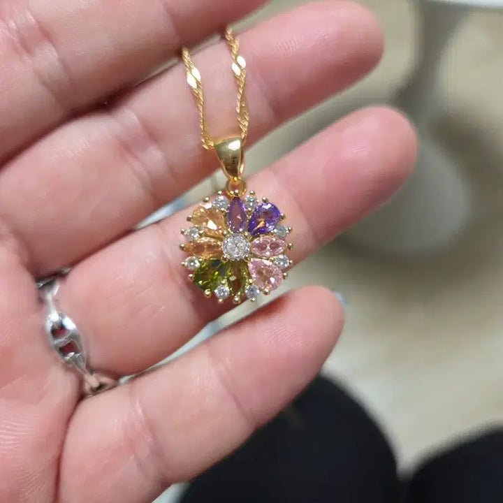 [SOLD OUT] 골드 플라워 큐빅 목걸이