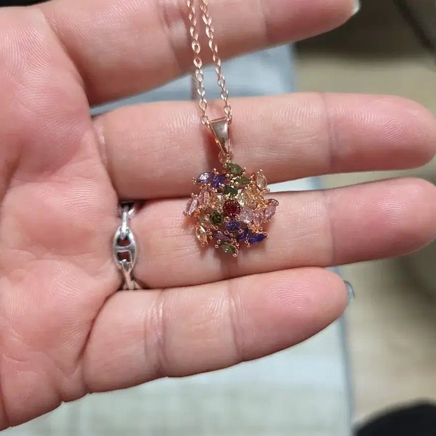 [SOLD OUT] 로즈골드 멀티컬러 큐빅 목걸이