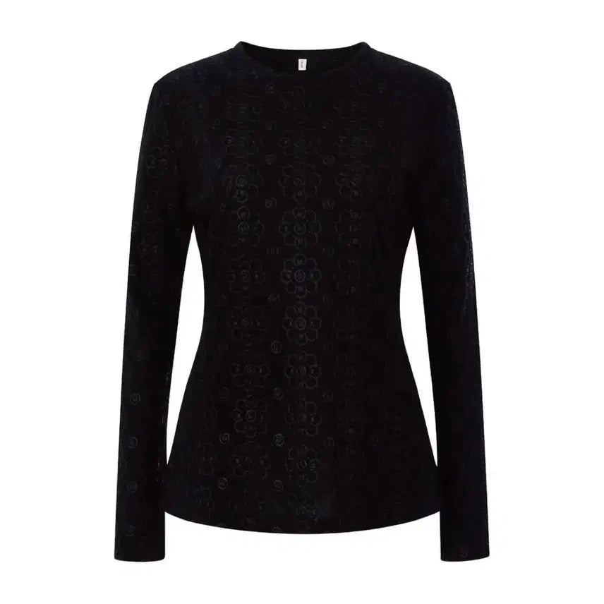 [BUNJANG] TEAK Flower Embroidery Jersey Sleeve M / TEAK FLOWER EMBROIDERY JERSEY SLEEVE