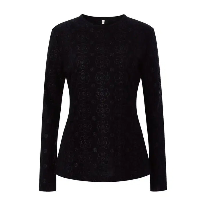 [BUNJANG] TEAK Flower Embroidery Jersey Sleeve M / TEAK FLOWER EMBROIDERY JERSEY SLEEVE