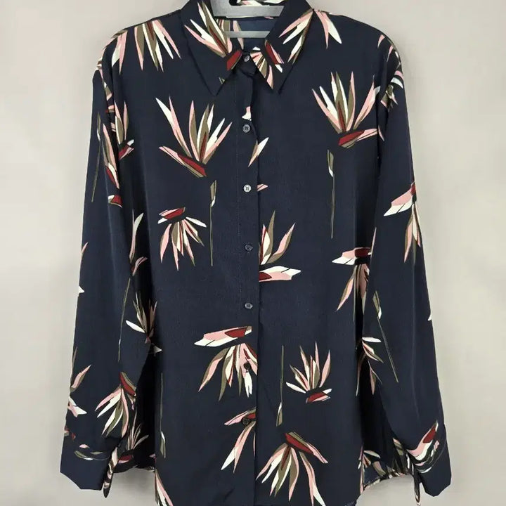 [SOLD OUT] [무료배송]콤마 F 여성 루즈핏 스판 긴팔 블라우스 네이비