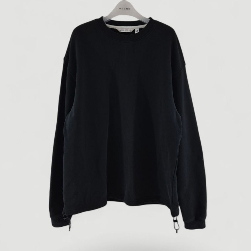 [BUNJANG] Uniform Bridge All Black String Sweatshirt Oversized Fit / [100~105]유니폼브릿지 올블랙 스트링 맨투맨 오버핏