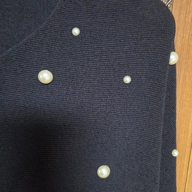 [BUNJANG] DEWL Pearl Detail Long Black Cardigan / 듀엘 DEWL 진주 롱 블랙 가디건 FREE