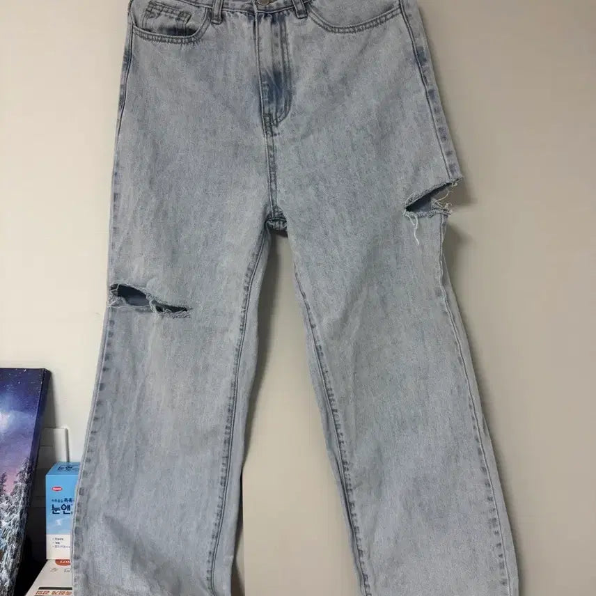 [SOLD OUT] 연청 트임 와이드 데님팬츠 S