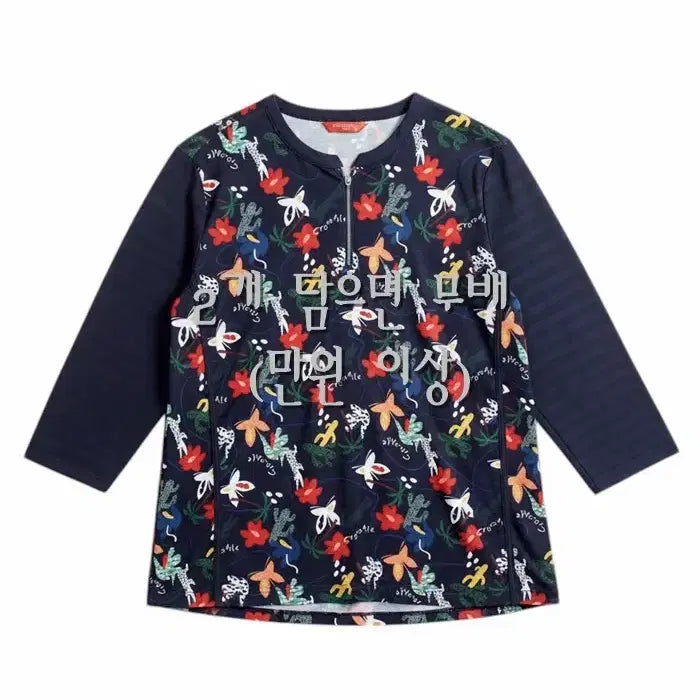 [BUNJANG] Crocodile Flower Pattern Blouse / 여성100 / 크로커다일 플라워패턴 블라우스NV 33-34
