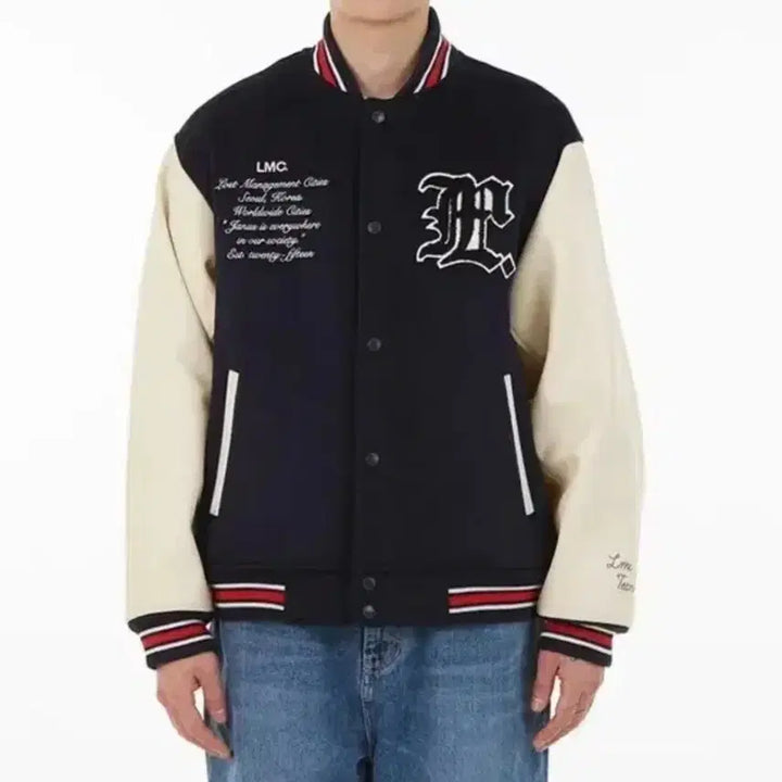 [BUNJANG] LMC Janus Leather Wool Varsity Jacket M / 엘엠씨(LMC) JANUS LEATHER WOOL 바시티 자켓 M