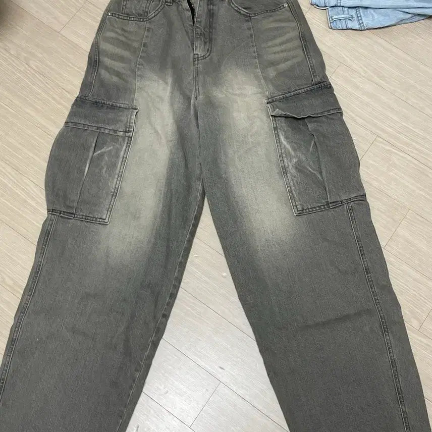 [BUNJANG] Vintage Washed Cargo Denim Pants / 빈티지 워싱 카고 데님 팬츠
