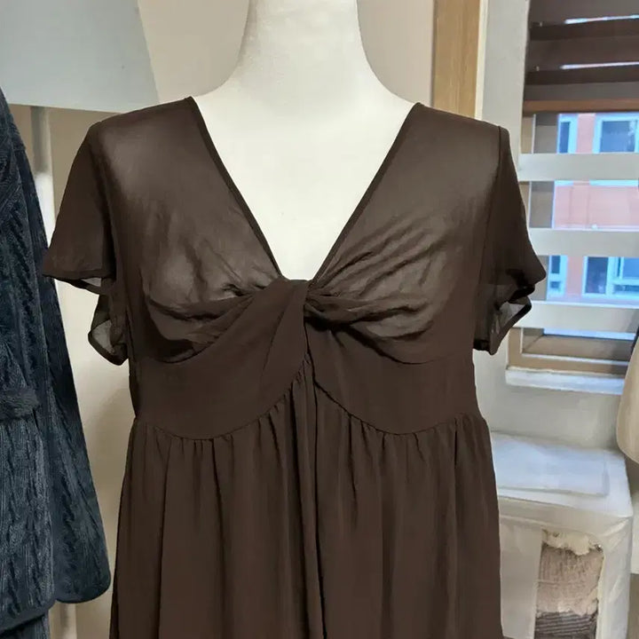[BUNJANG] Vintage Brown Chiffon Dress / 브라운 쉬폰 원피스