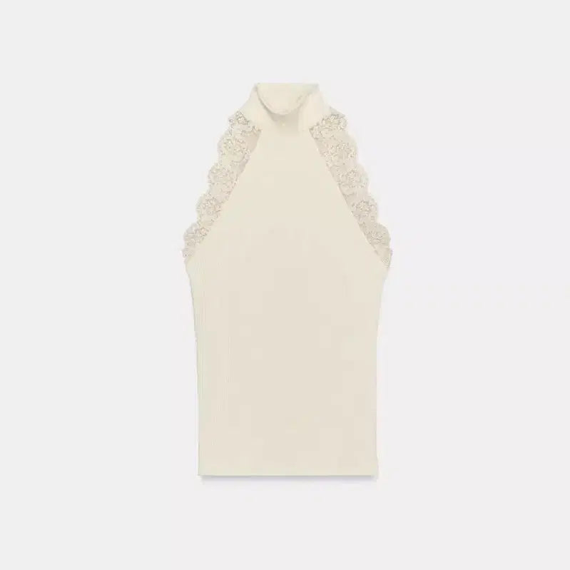 [BUNJANG] Zara Lace Ribbed Top - Size S / 자라 레이스 리브드 탑 s