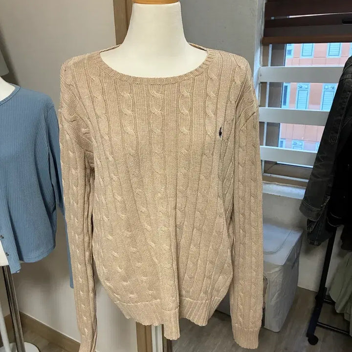 [BUNJANG] Polo Ralph Lauren Cable Knit Sweater Beige / 폴로 랄프로렌 케이블 니트 베이지
