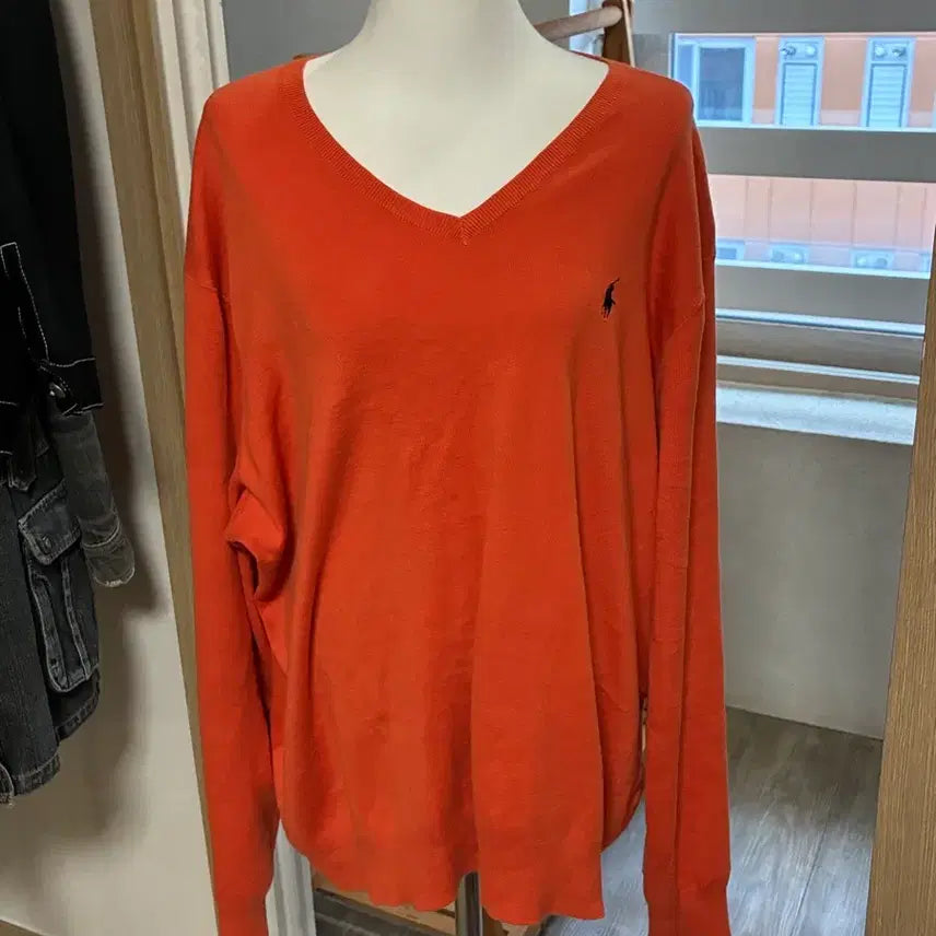 [BUNJANG] Polo Ralph Lauren V-Neck Knit Orange / 폴로 랄프로렌 브이넥 니트 오렌지