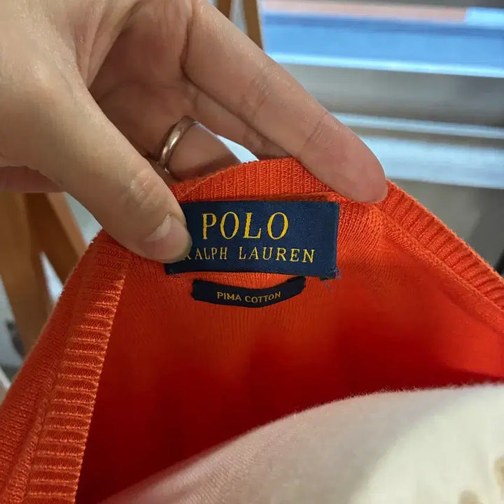 [BUNJANG] Polo Ralph Lauren V-Neck Knit Orange / 폴로 랄프로렌 브이넥 니트 오렌지