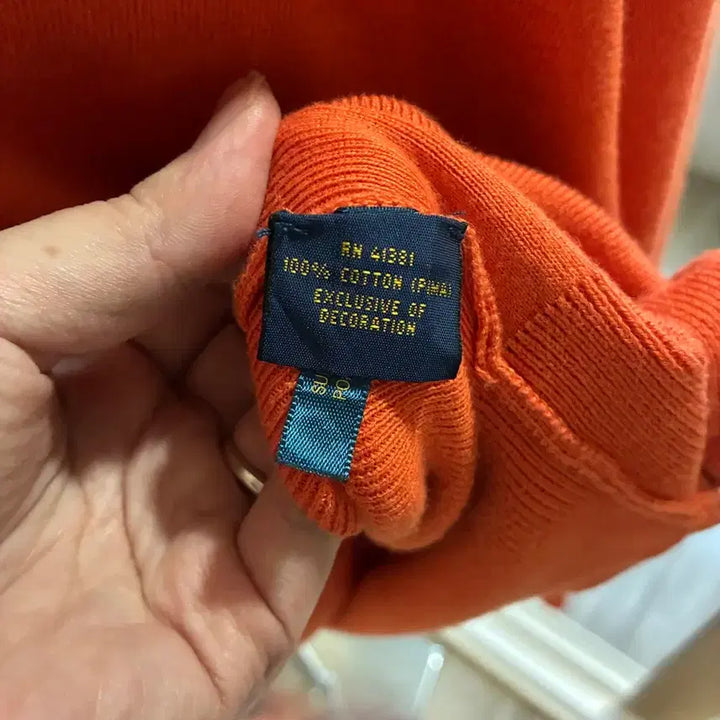 [BUNJANG] Polo Ralph Lauren V-Neck Knit Orange / 폴로 랄프로렌 브이넥 니트 오렌지