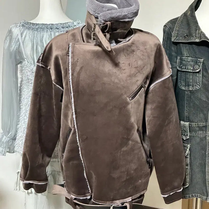 [BUNJANG] Brown Suede Mustang Jacket / 무스탕 자켓 브라운 스웨이드