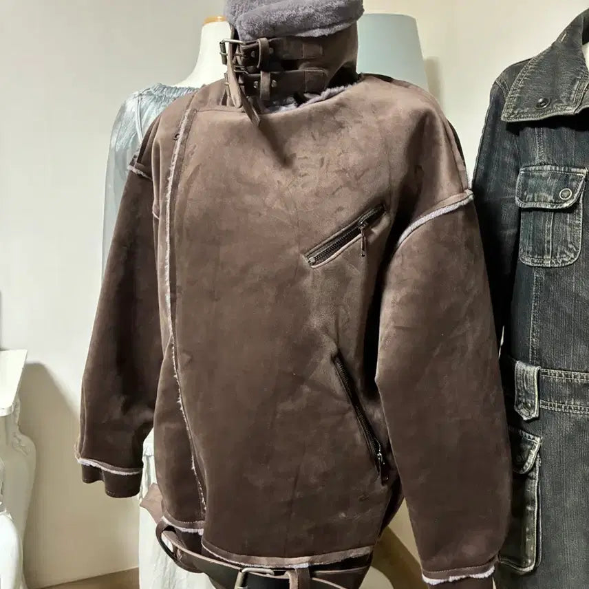 [BUNJANG] Brown Suede Mustang Jacket / 무스탕 자켓 브라운 스웨이드