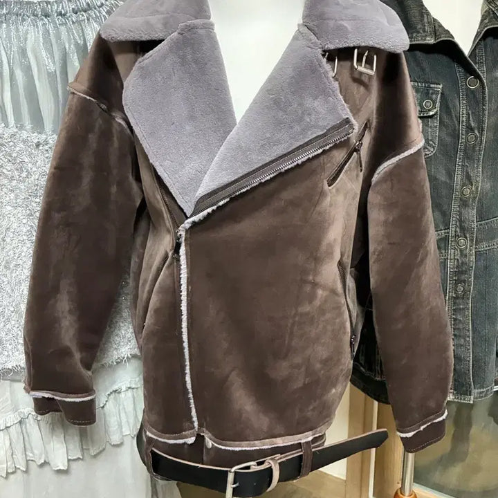 [BUNJANG] Brown Suede Mustang Jacket / 무스탕 자켓 브라운 스웨이드
