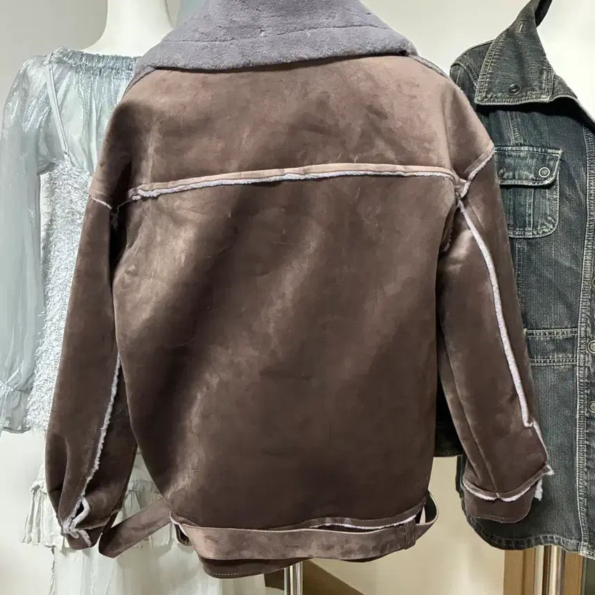 [BUNJANG] Brown Suede Mustang Jacket / 무스탕 자켓 브라운 스웨이드
