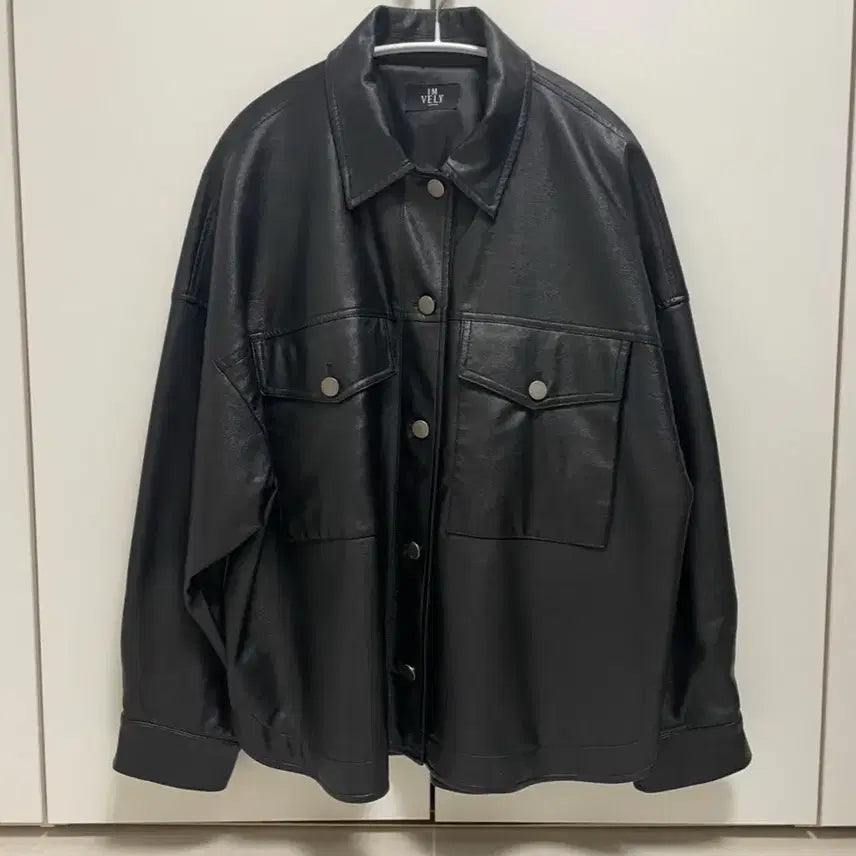 [BUNJANG] Leather Shirt Jacket (Black) / 레더 셔츠 자켓(블랙)
