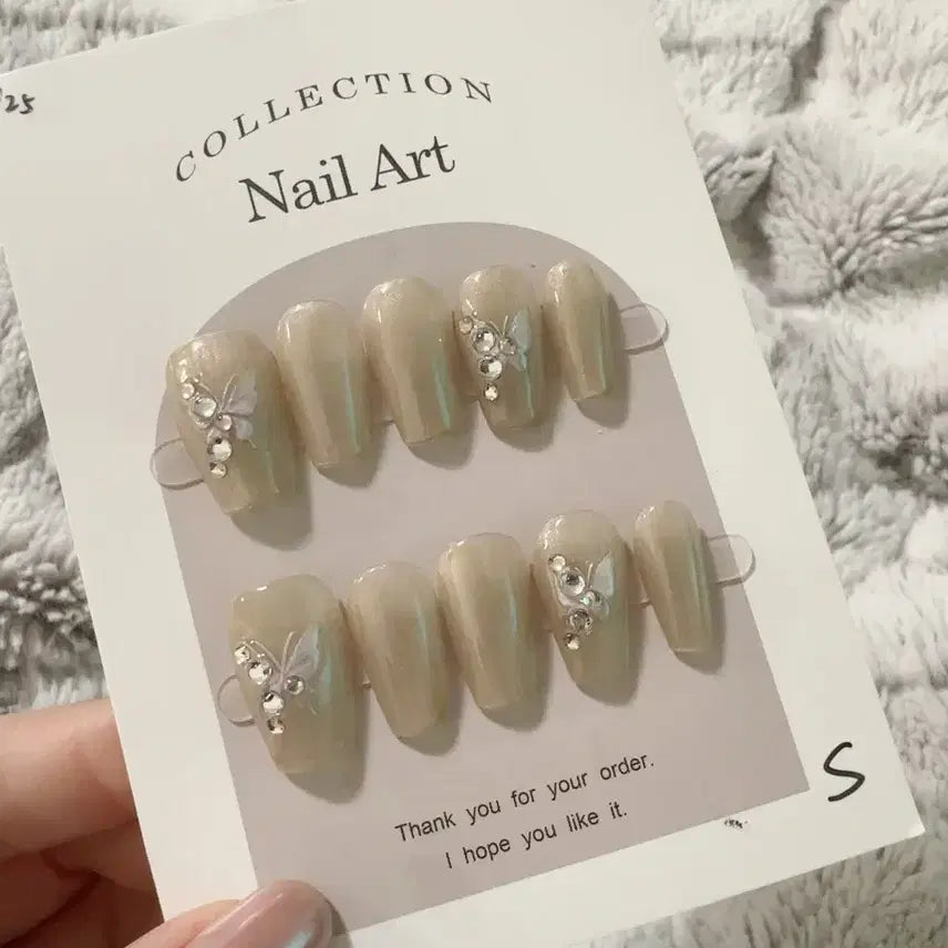 [BUNJANG] Collection Nail Art Tips S Size with Butterfly Charms / 컬렉션 네일아트팁 나비 파츠 s사이즈